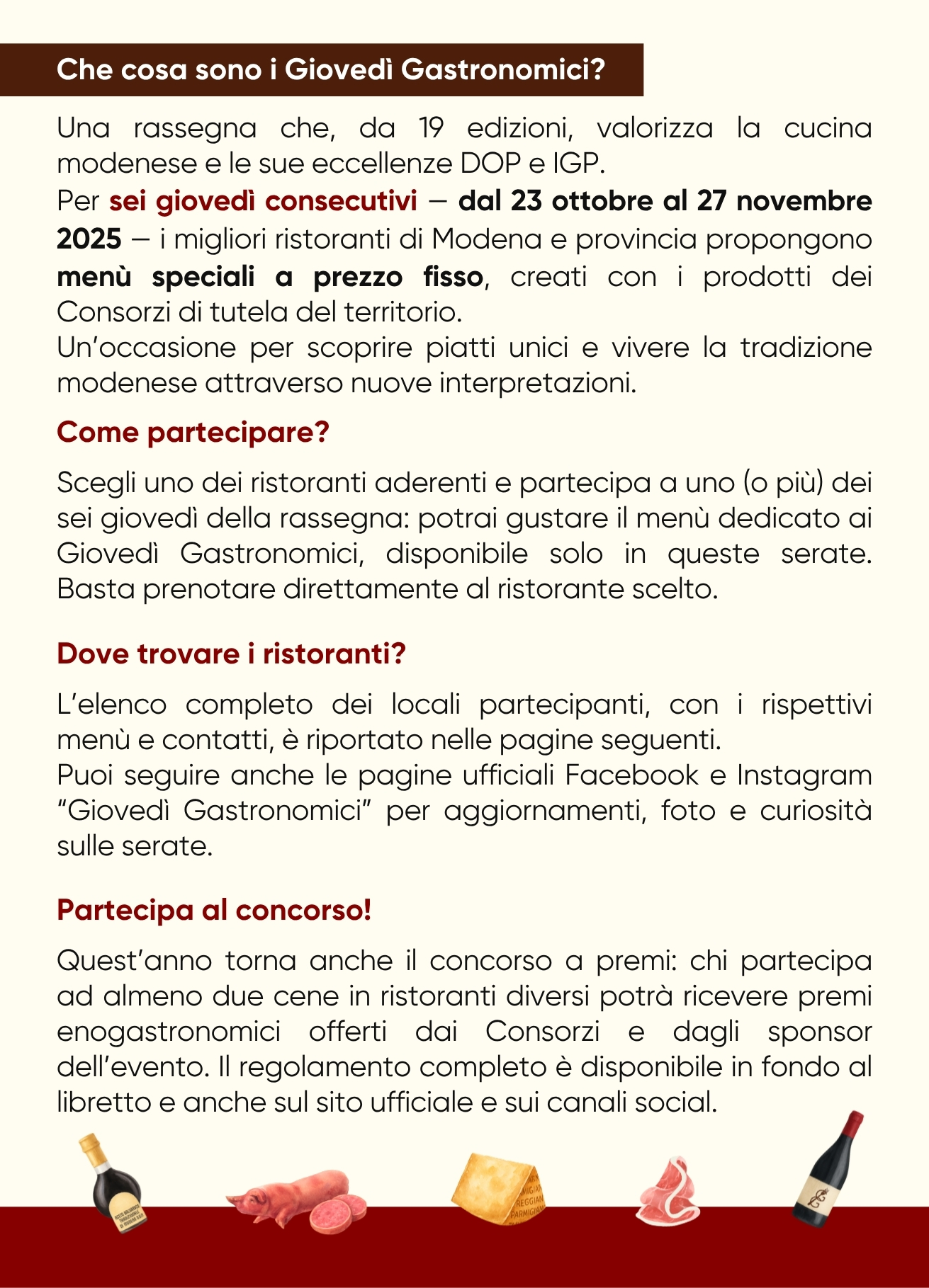 Che cosa sono i Giovedi Gastronomici?